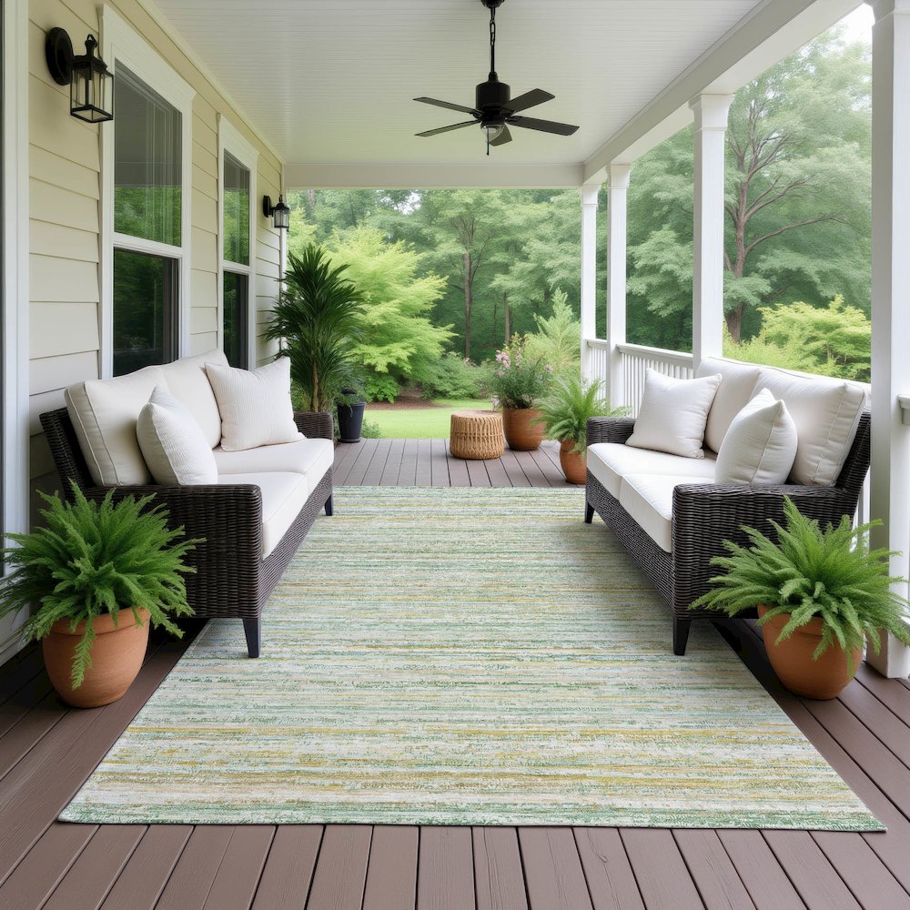 Luxury Washable Indoor/Outdoor Kochi Mint 9' x 12' Rug