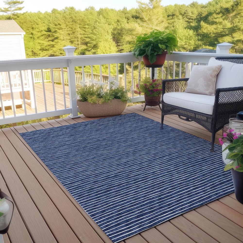 Indoor/Outdoor Laidley LA1 Navy Washable 9' x 12' Rug