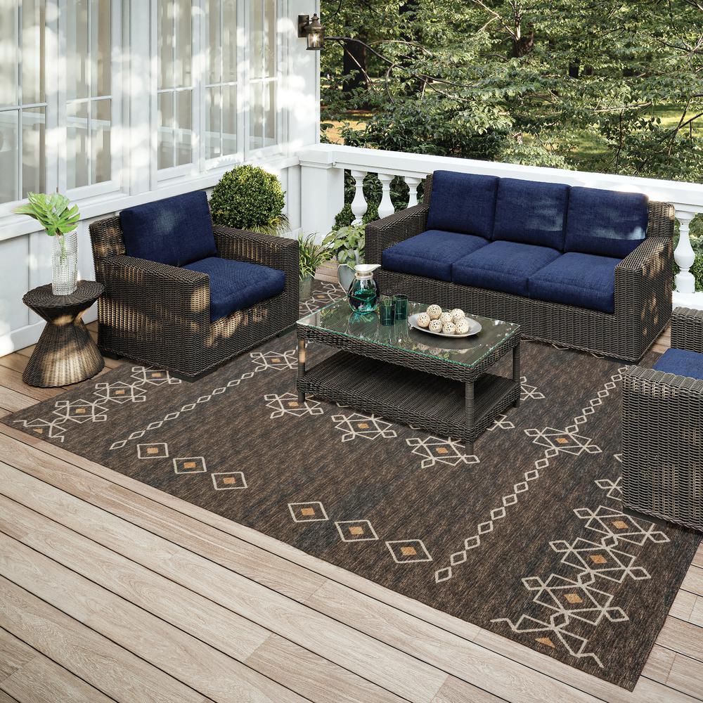 Yuma Brown Transitional Southwest 8' x 10' Area Rug Brown AYU33
