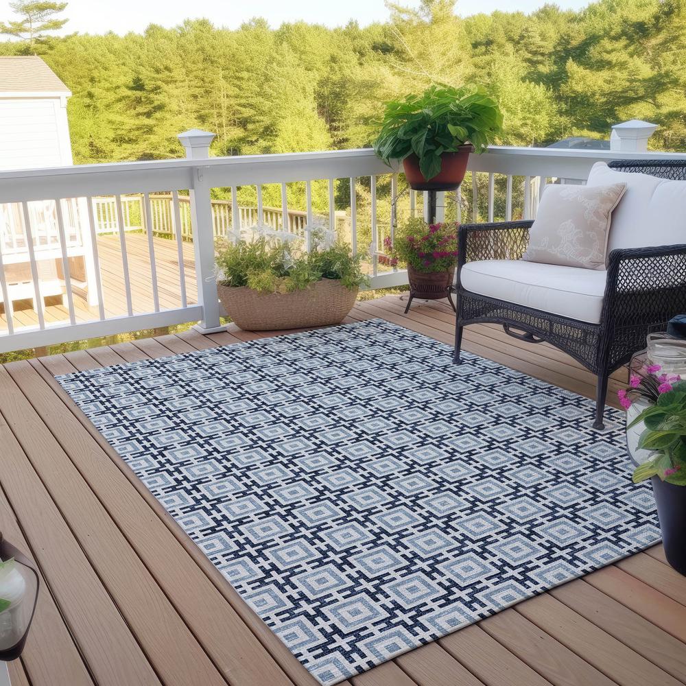Indoor/Outdoor Marlo MO1 Navy Washable 9' x 12' Rug