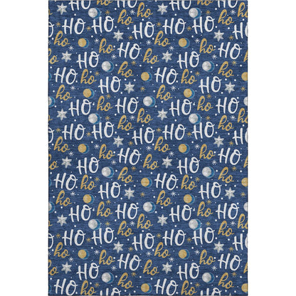 Luxury Washable Indoor/Outdoor Merry & Bright Navy 9' x 12' Rug