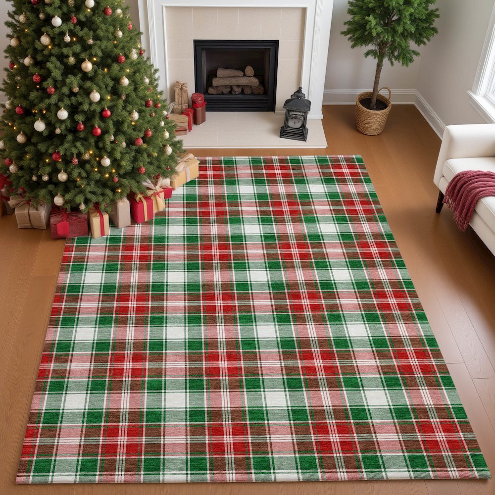 Luxury Washable Indoor/Outdoor Merry & Bright Emerald 9' x 12' Rug