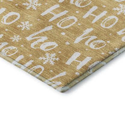 Luxury Washable Indoor/Outdoor Merry & Bright Gold 5' x 7'6" Rug