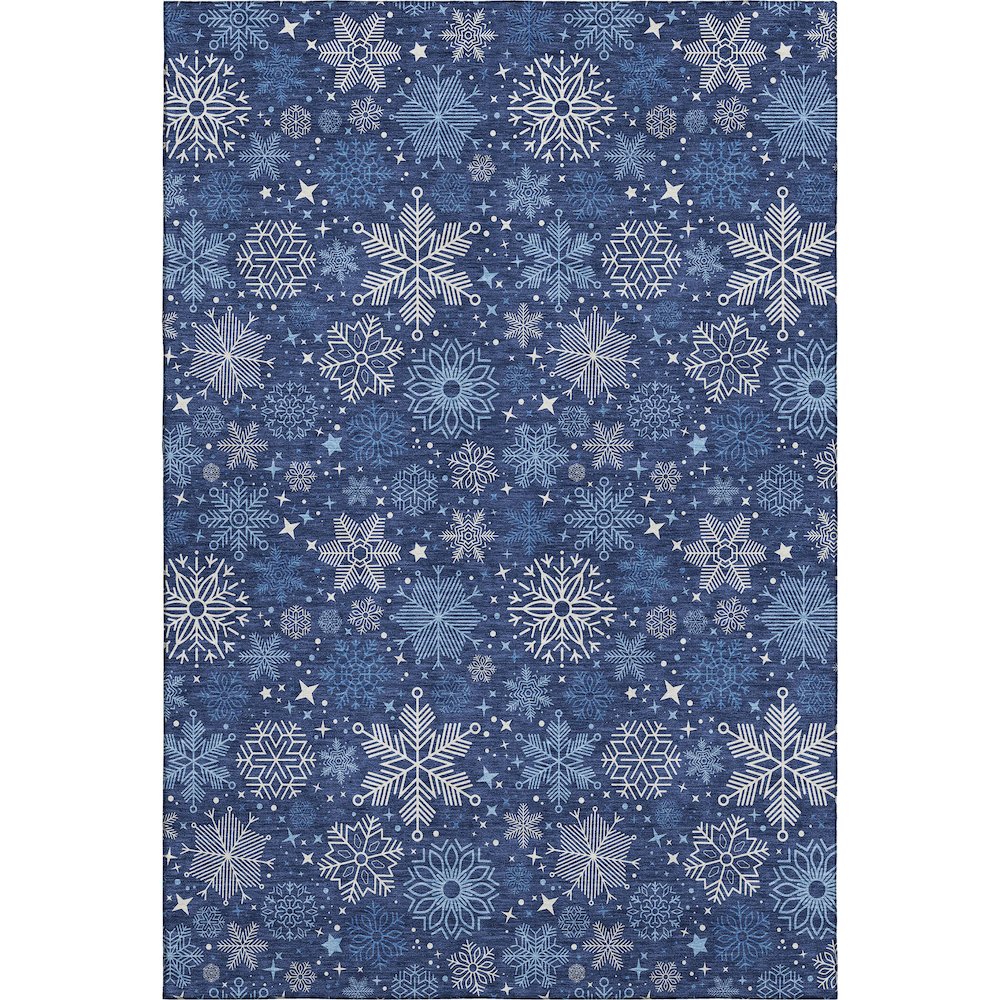 Luxury Washable Indoor/Outdoor Merry & Bright Navy 9' x 12' Rug