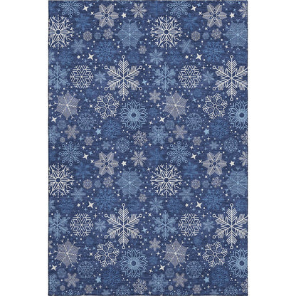 Luxury Washable Indoor/Outdoor Merry & Bright Navy 9' x 12' Rug