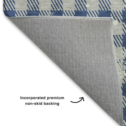 Luxury Washable Indoor/Outdoor Merry & Bright Blue 5' x 7'6" Rug