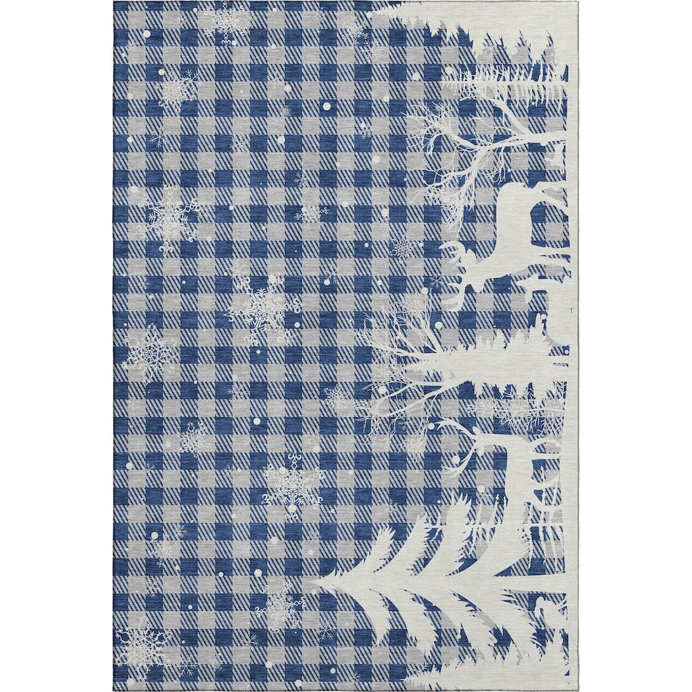 Luxury Washable Indoor/Outdoor Merry & Bright Blue 9' x 12' Rug