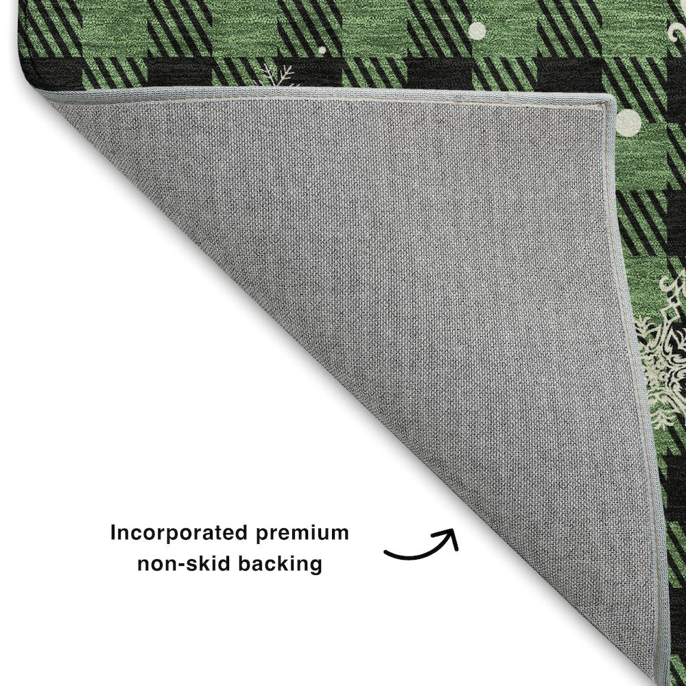 Luxury Washable Indoor/Outdoor Merry & Bright Green 5' x 7'6" Rug