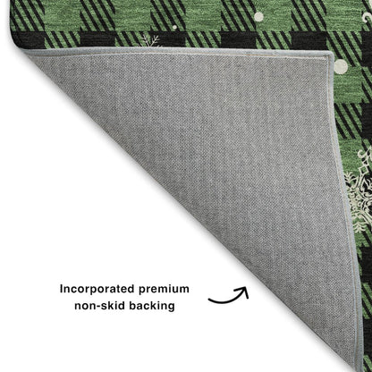 Luxury Washable Indoor/Outdoor Merry & Bright Green 5' x 7'6" Rug