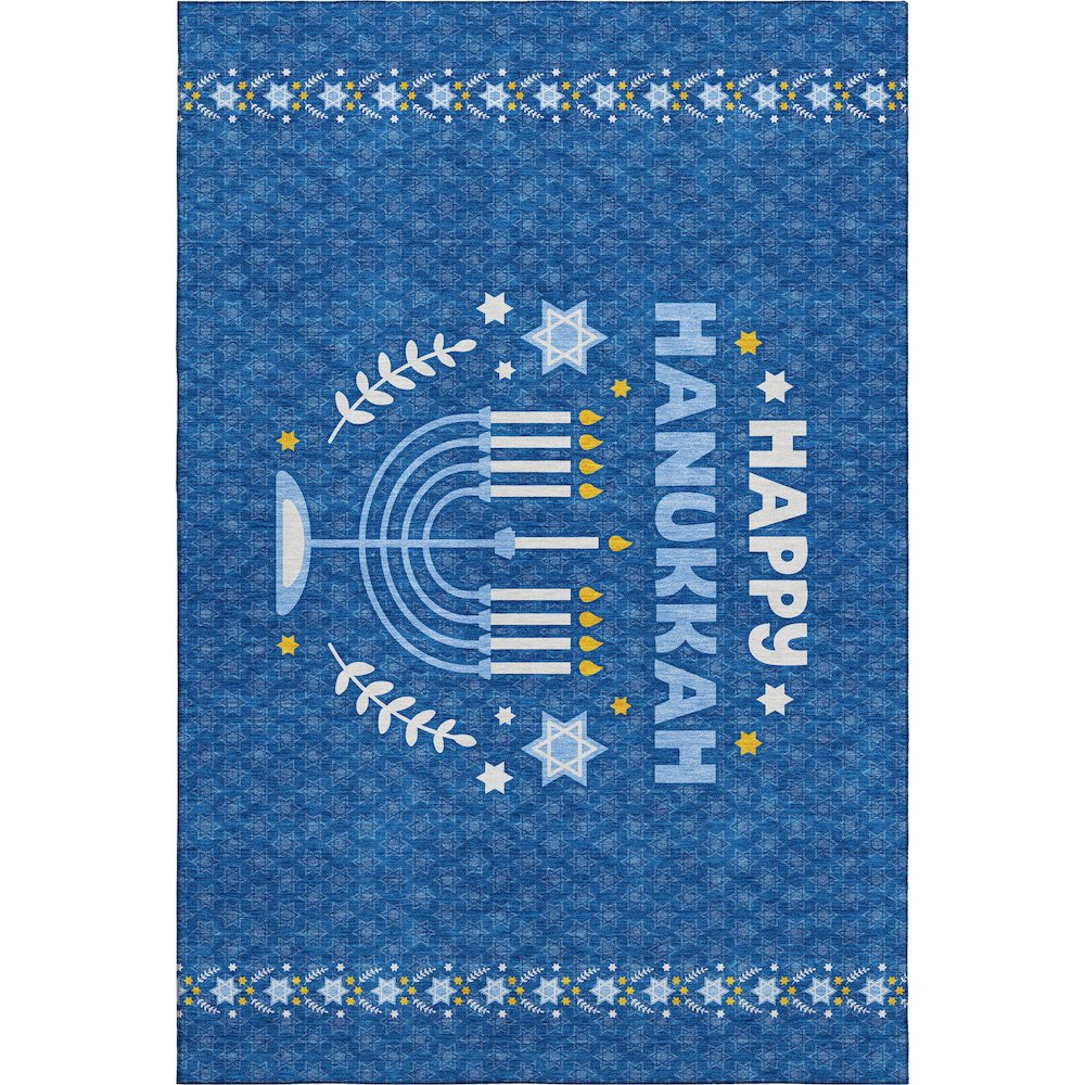 Luxury Washable Indoor/Outdoor Merry & Bright Blue 9' x 12' Rug