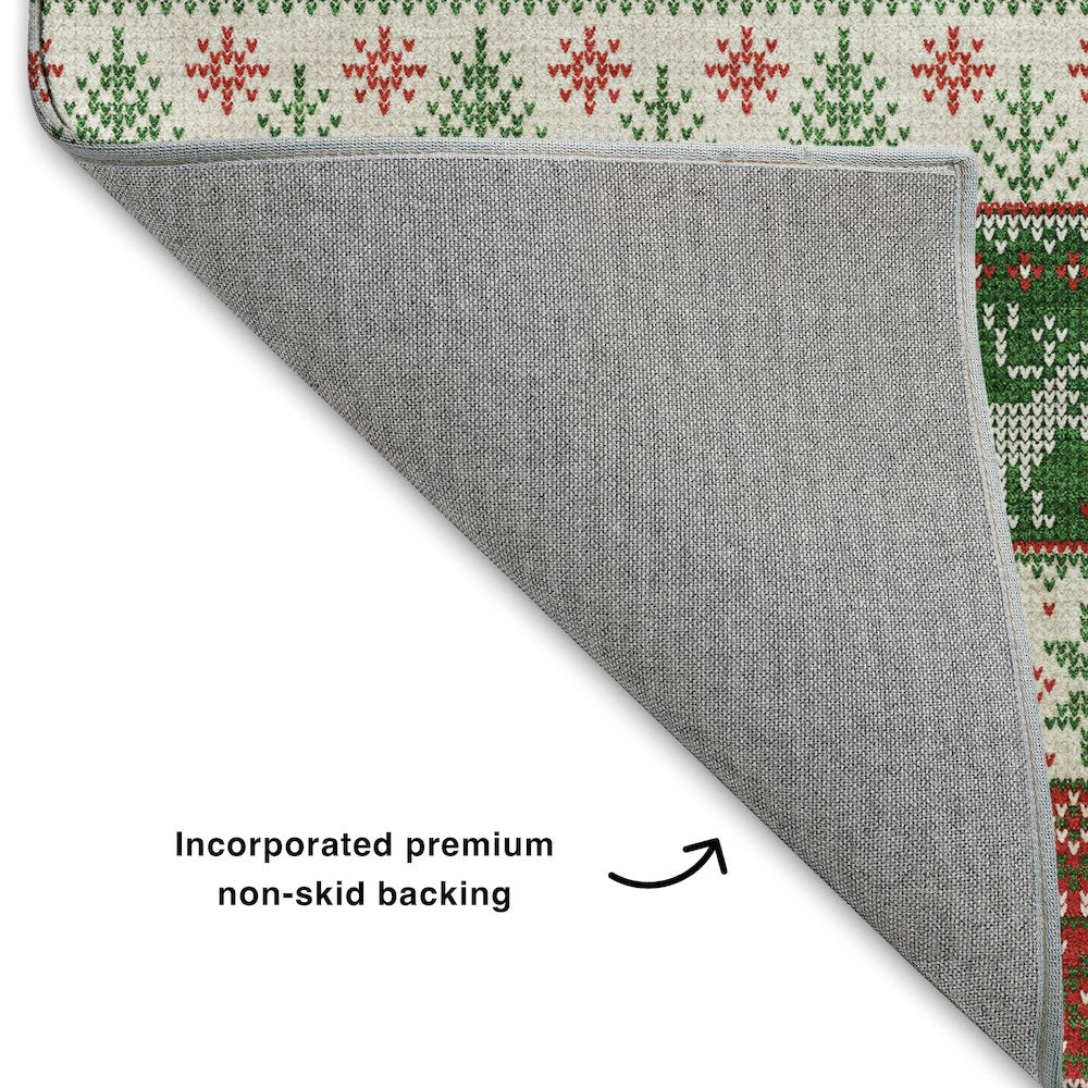 Luxury Washable Indoor/Outdoor Merry & Bright Red 5' x 7'6" Rug