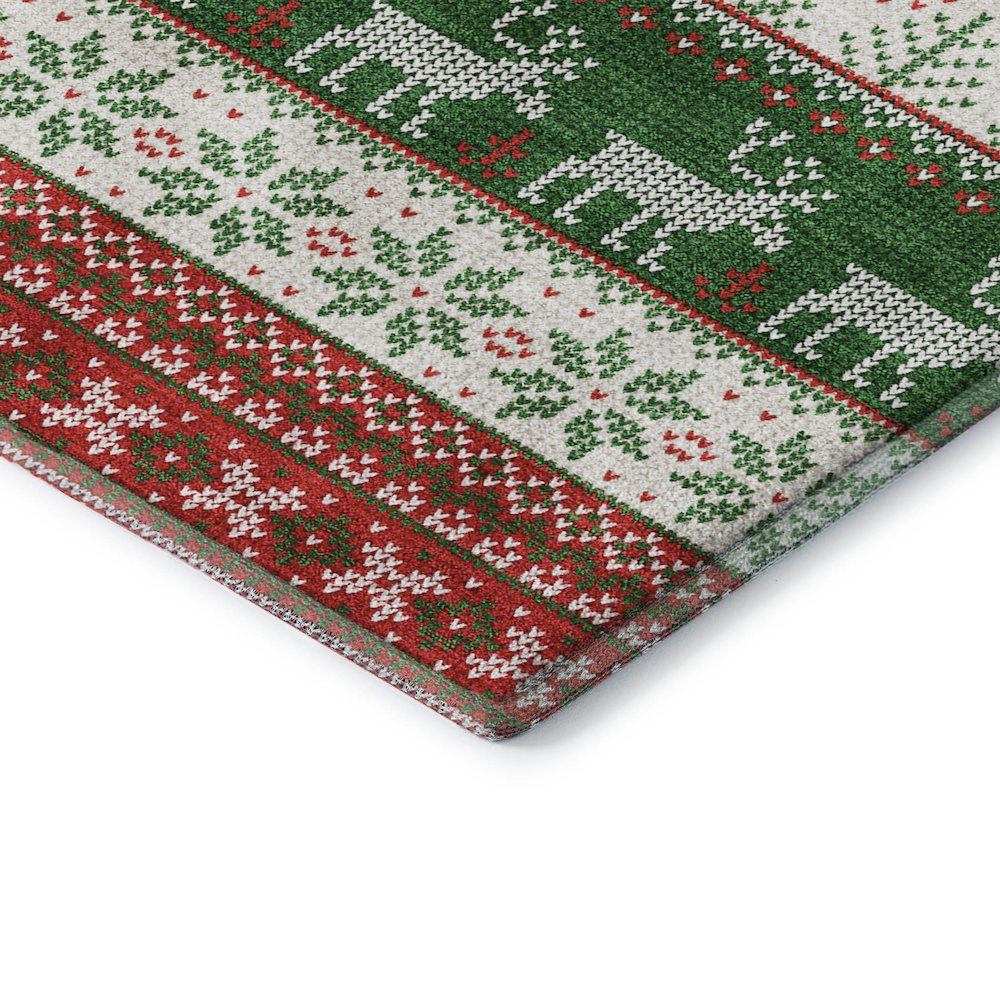 Luxury Washable Indoor/Outdoor Merry & Bright Red 5' x 7'6" Rug