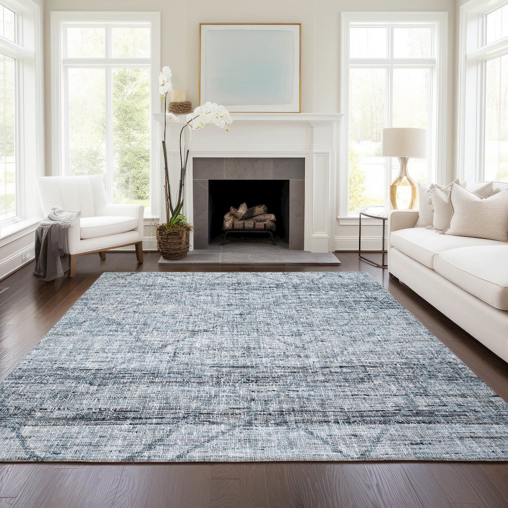 Luxury Washable Indoor/Outdoor Portico Blue 9' x 12' Rug