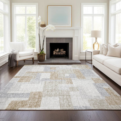 Luxury Washable Indoor/Outdoor Portico Ivory 9' x 12' Rug
