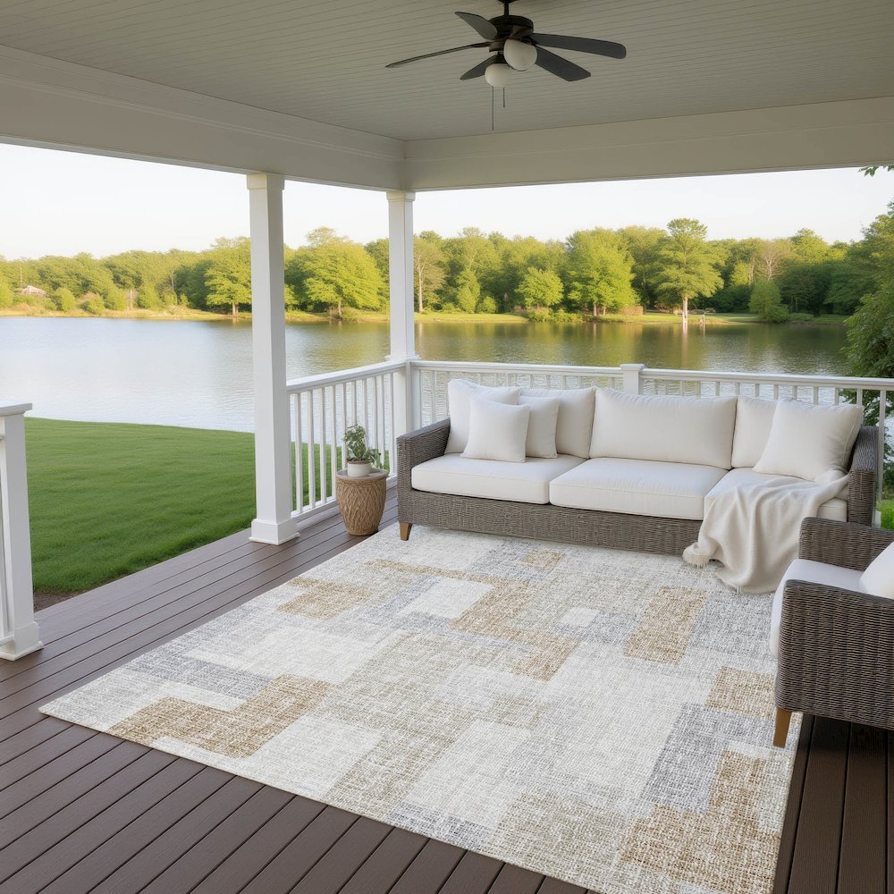 Luxury Washable Indoor/Outdoor Portico Ivory 9' x 12' Rug