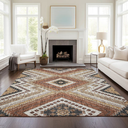 Luxury Washable Indoor/Outdoor Portico Copper 9' x 12' Rug