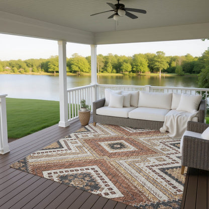 Luxury Washable Indoor/Outdoor Portico Copper 9' x 12' Rug