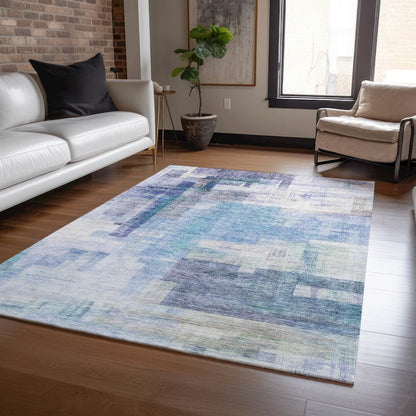 Luxury Washable Indoor/Outdoor Ravenna Blue 9' x 12' Rug