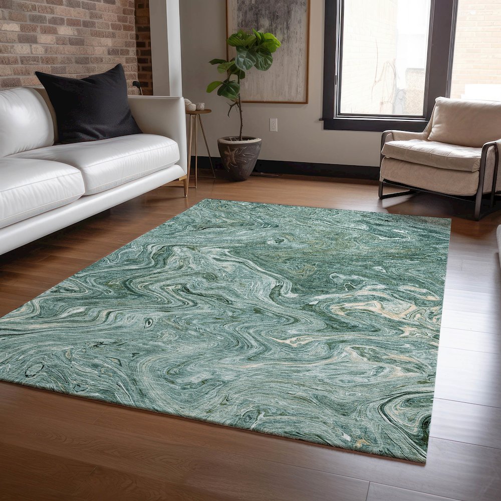 Luxury Washable Indoor/Outdoor Ravenna Teal 9' x 12' Rug