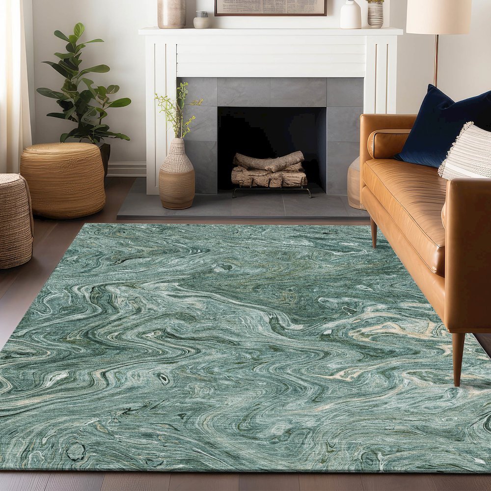 Luxury Washable Indoor/Outdoor Ravenna Teal 9' x 12' Rug
