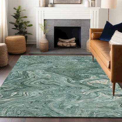 Luxury Washable Indoor/Outdoor Ravenna Teal 9' x 12' Rug