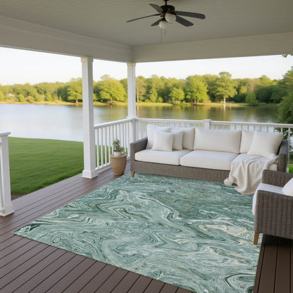 Luxury Washable Indoor/Outdoor Ravenna Teal 9' x 12' Rug