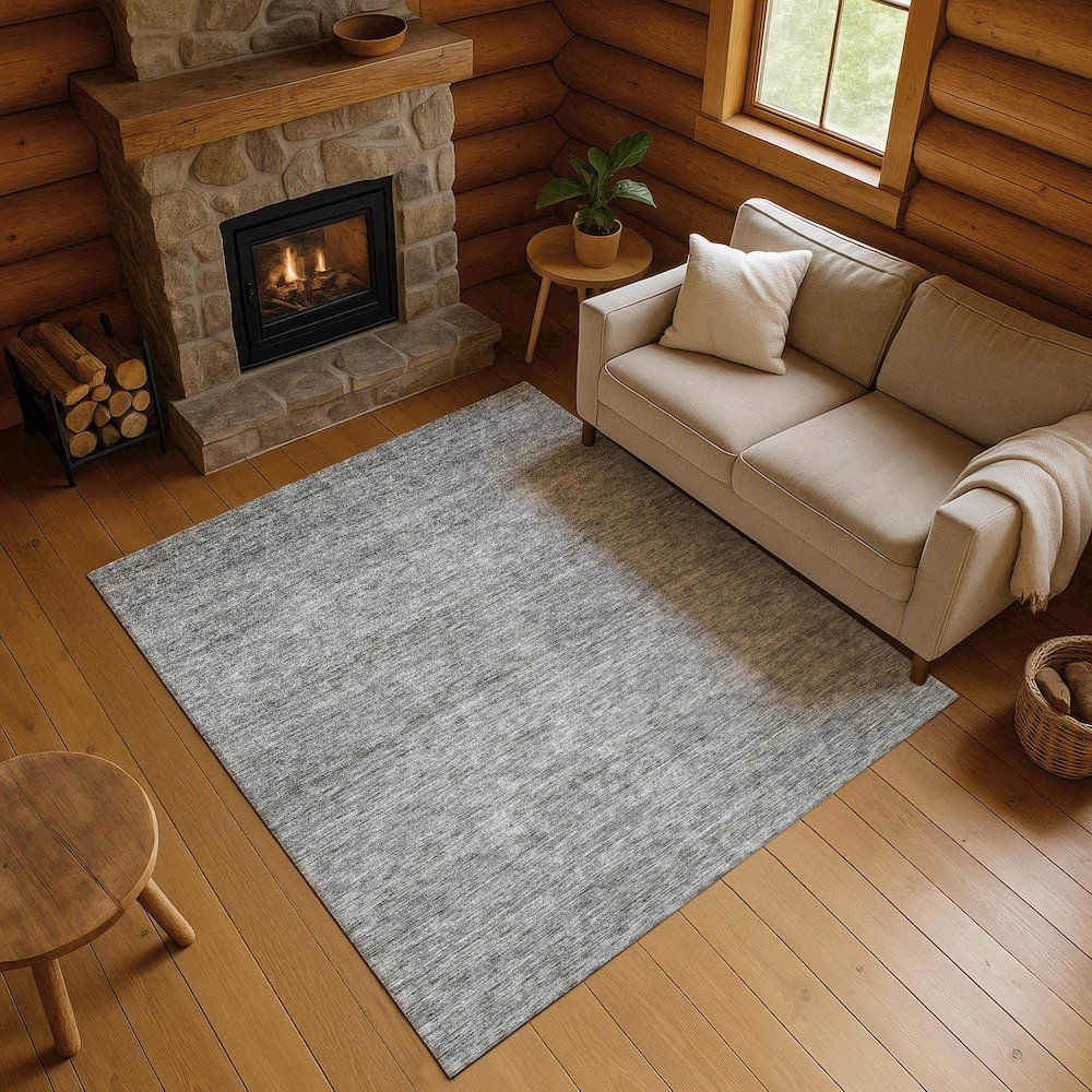 Luxury Washable Indoor/Outdoor Soft Essentials SE1 Gray 9' x 12' Rug