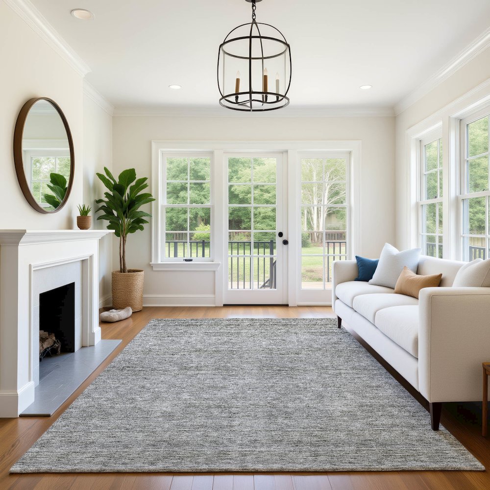 Luxury Washable Indoor/Outdoor Soft Essentials SE1 Gray 9' x 12' Rug