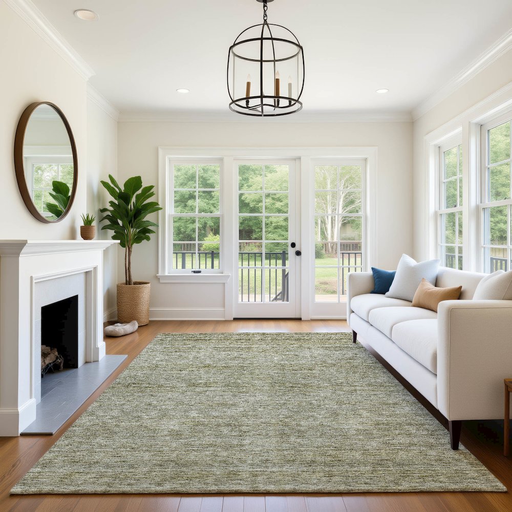Luxury Washable Indoor/Outdoor Soft Essentials SE1 Green 9' x 12' Rug