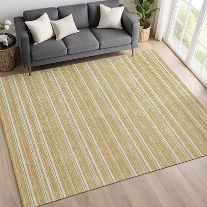 Luxury Washable Indoor/Outdoor Soft Essentials SE2 Gold 9' x 12' Rug