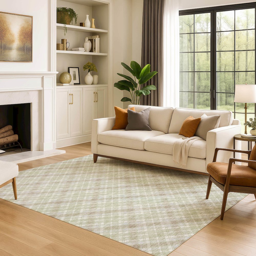 Luxury Washable Indoor/Outdoor Soft Essentials SE3 Green 9' x 12' Rug