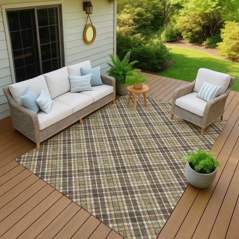 Luxury Washable Indoor/Outdoor Soft Essentials SE3 Brown 8' x 10' Rug