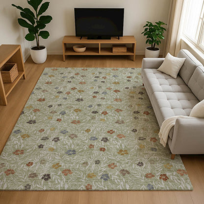 Luxury Washable Indoor/Outdoor Soft Essentials SE4 Green 9' x 12' Rug