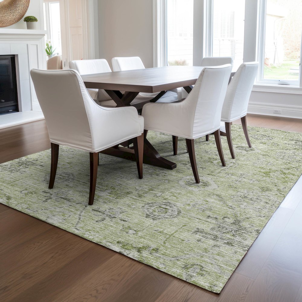 Luxury Washable Indoor/Outdoor Solace Aloe 9' x 12' Rug