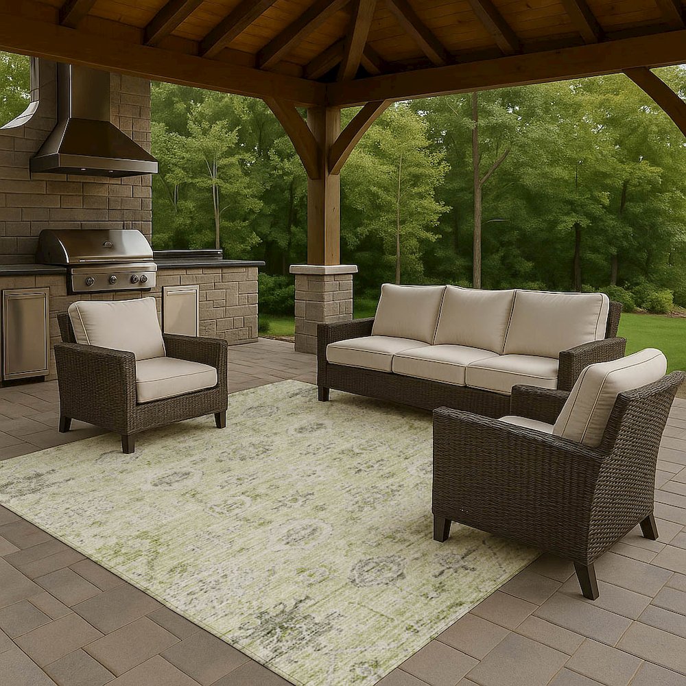 Luxury Washable Indoor/Outdoor Solace Aloe 9' x 12' Rug