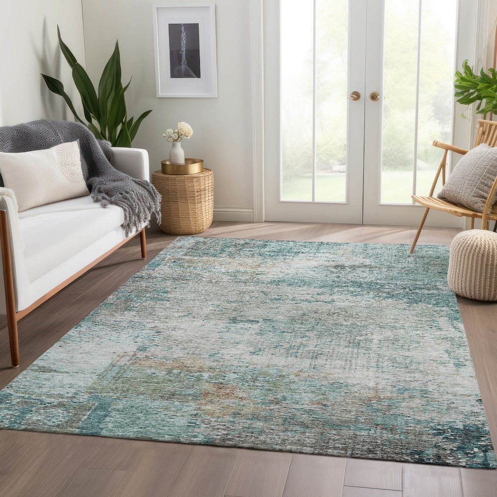 Luxury Washable Indoor/Outdoor Solace Teal 9' x 12' Rug