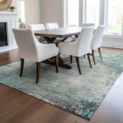 Luxury Washable Indoor/Outdoor Solace Teal 9' x 12' Rug