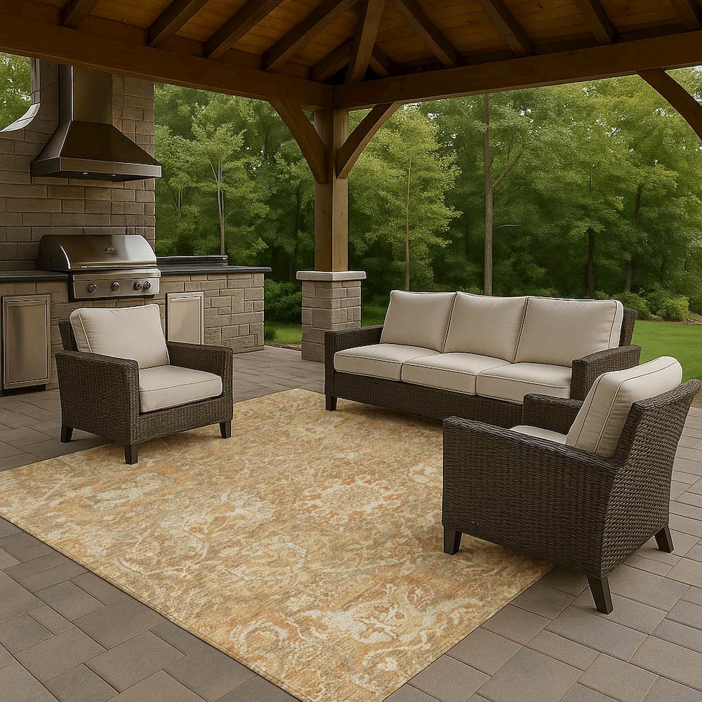 Luxury Washable Indoor/Outdoor Tabrook Khaki 9' x 12' Rug