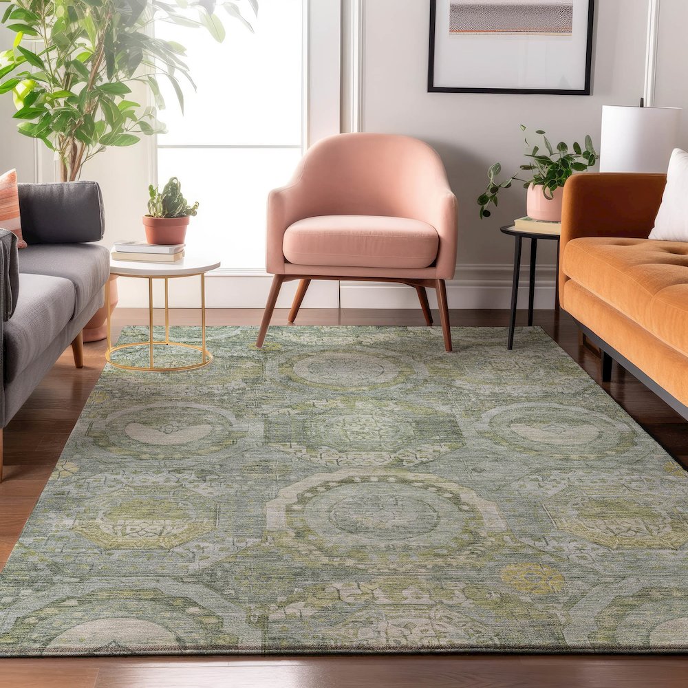 Luxury Washable Indoor/Outdoor Tabrook Sage 9' x 12' Rug