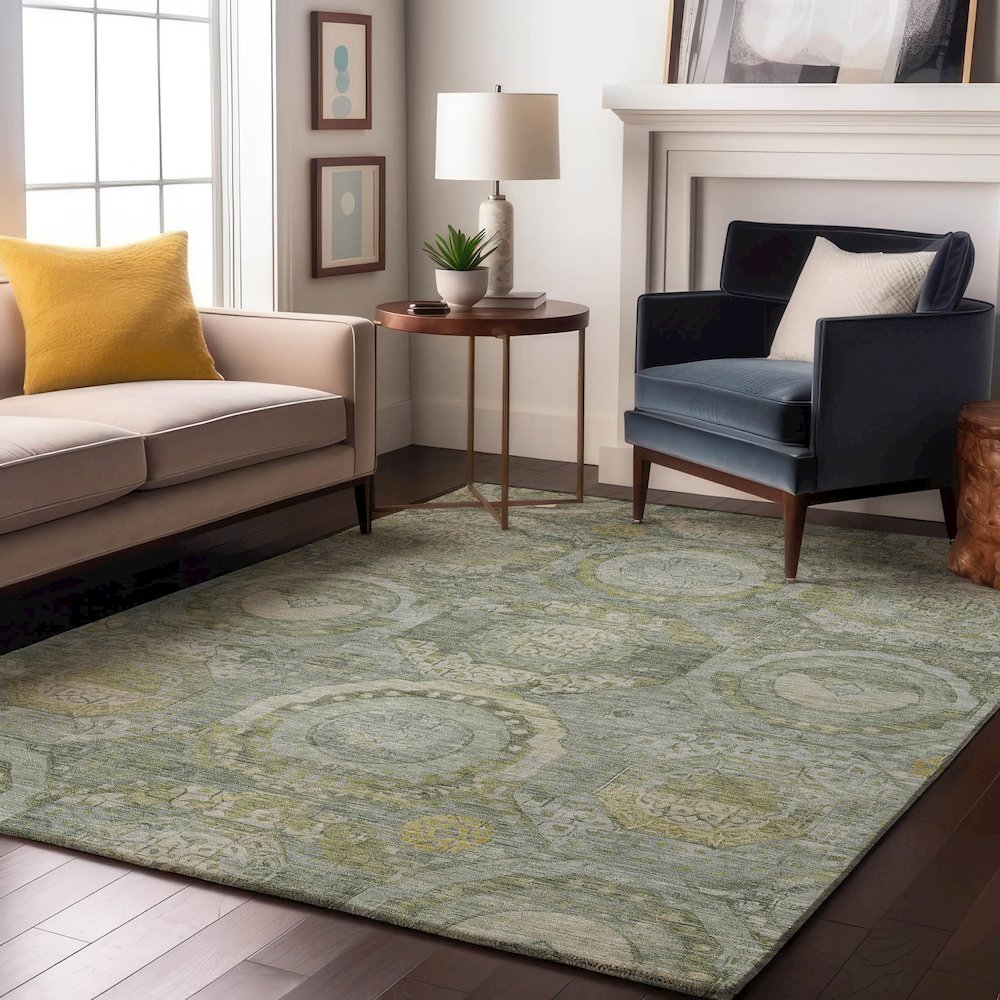 Luxury Washable Indoor/Outdoor Tabrook Sage 9' x 12' Rug