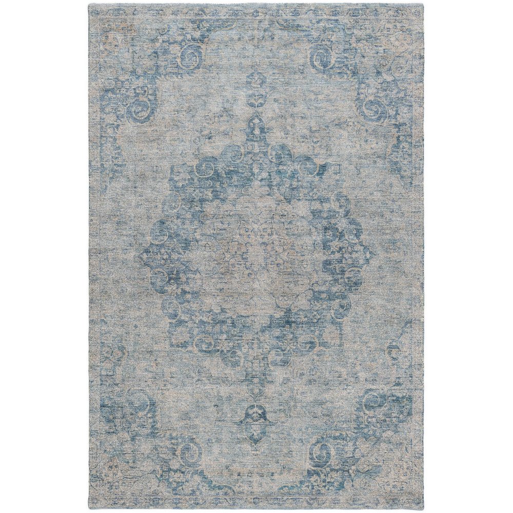 Luxury Washable Indoor/Outdoor Tabrook Blue 9' x 12' Rug