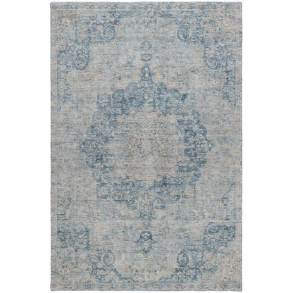 Luxury Washable Indoor/Outdoor Tabrook Blue 9' x 12' Rug