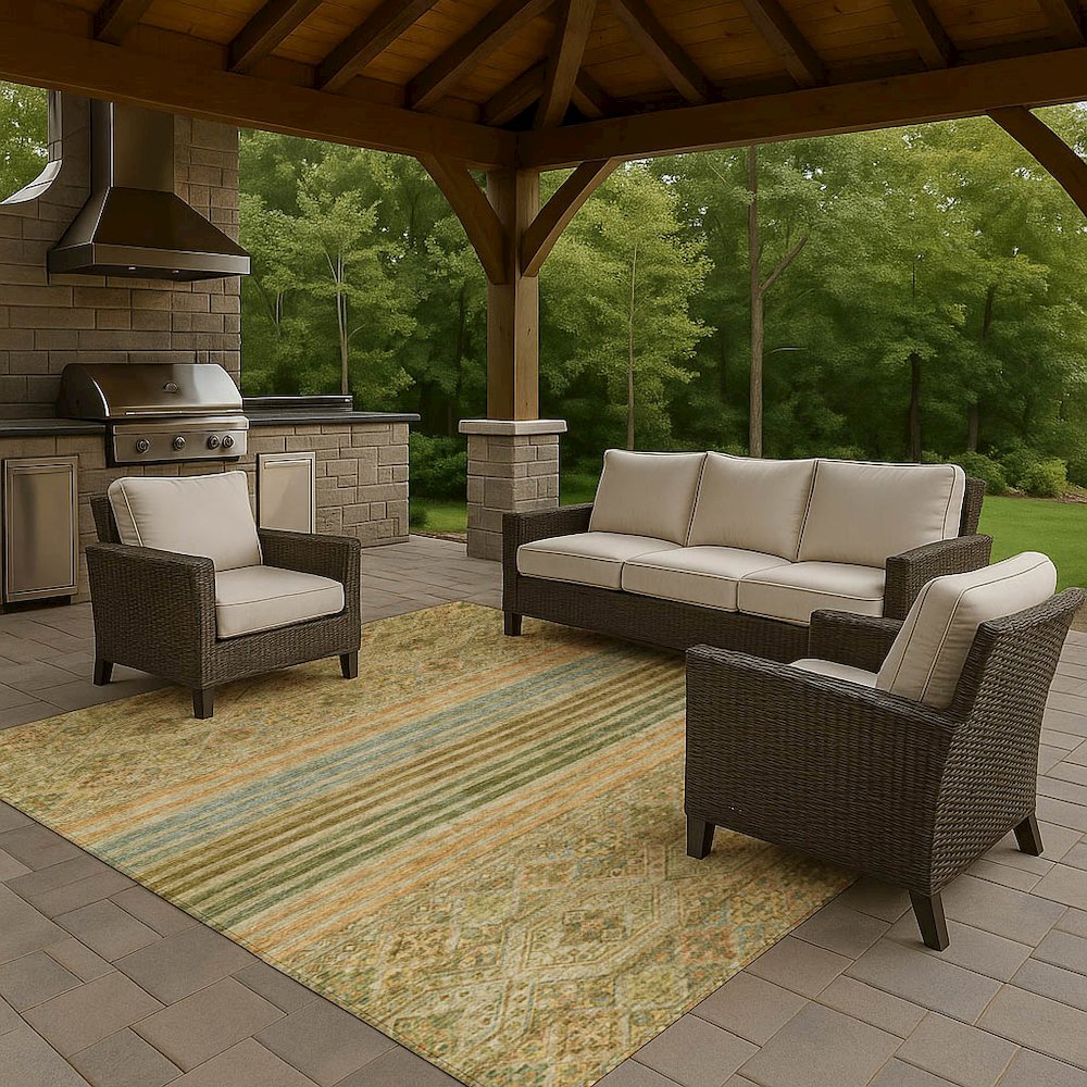 Luxury Washable Indoor/Outdoor Tabrook Aloe 9' x 12' Rug