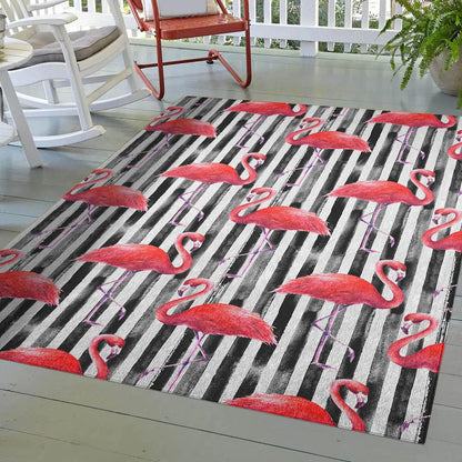 Indoor/Outdoor Tropics TC9 Black Washable 8' x 10' Rug