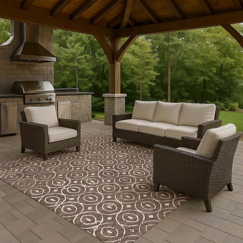 Luxury Washable Indoor/Outdoor The Reserve Brown 9' x 12' Rug