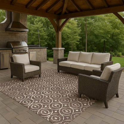 Luxury Washable Indoor/Outdoor The Reserve Brown 9' x 12' Rug