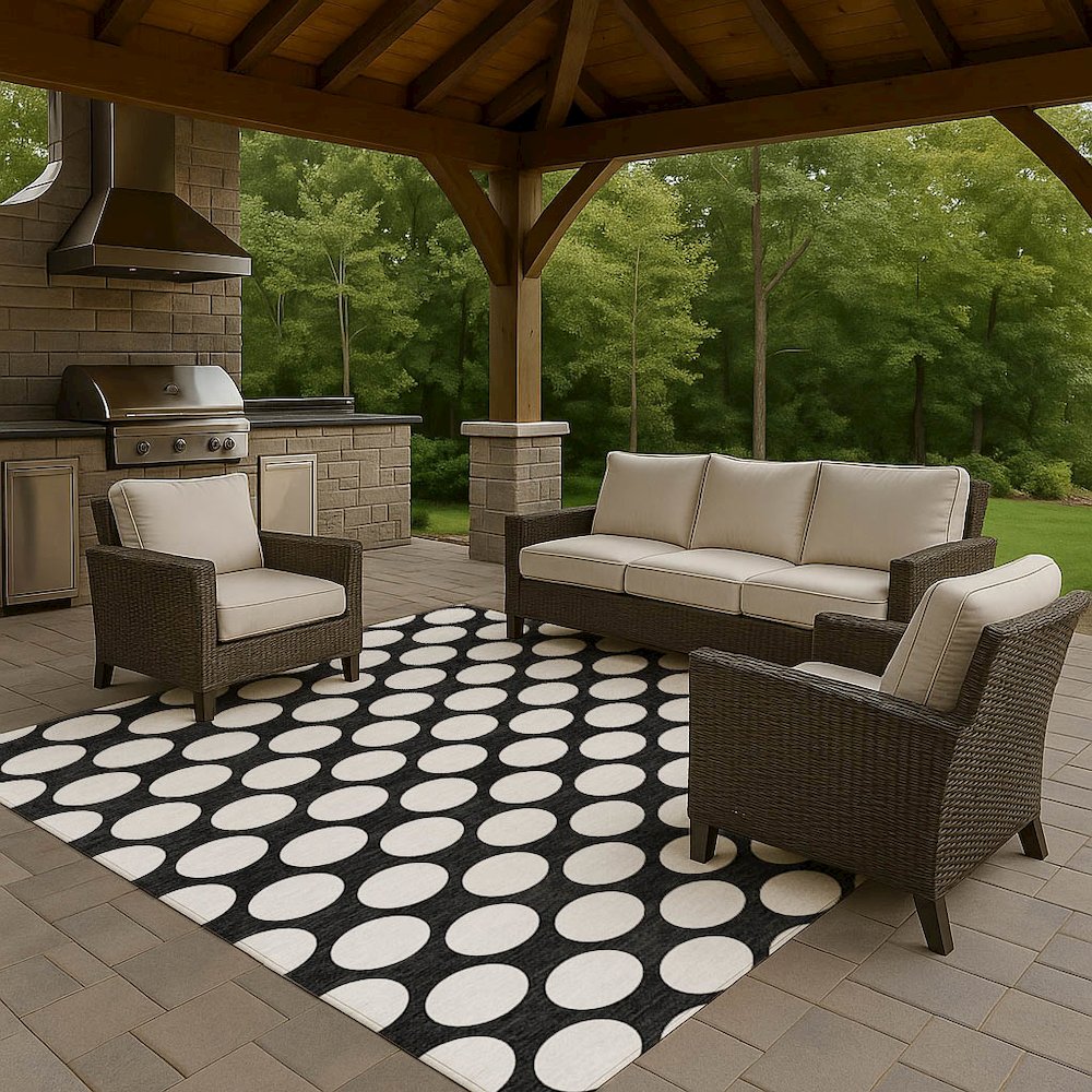 Luxury Washable Indoor/Outdoor The Reserve Black 9' x 12' Rug