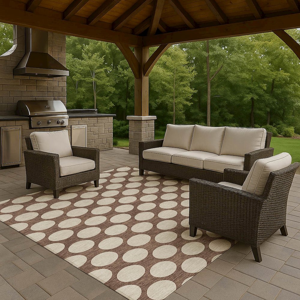 Luxury Washable Indoor/Outdoor The Reserve Coffee 9' x 12' Rug