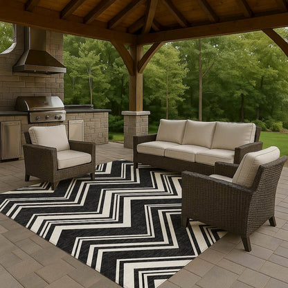Luxury Washable Indoor/Outdoor The Reserve Black 9' x 12' Rug