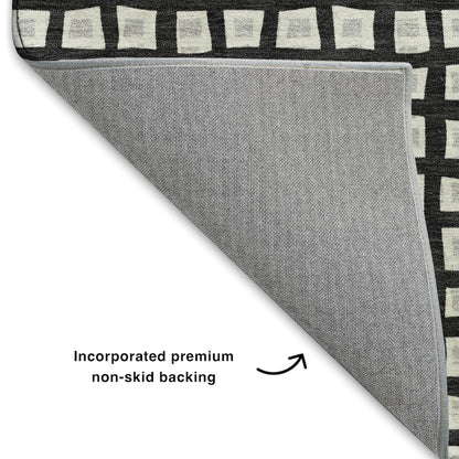 Luxury Washable Indoor/Outdoor The Reserve Black 5' x 7'6" Rug
